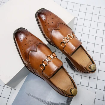 Большие размеры 38-46, Мужские Модельные туфли-Оксфорды с перфорацией типа 