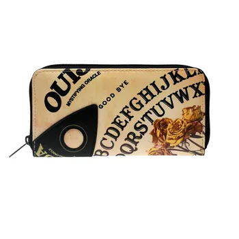 Кошелек с надписью Ouija на молнии из искусственной кожи, длинные Модные Женские кошельки, Дизайнерский Брендовый кошелек, Женский кошелек для вечеринок, держатель для карт 5006