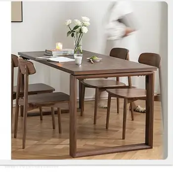 Обеденный стол из североамериканского черного ореха, сочетание обеденного стола и стула из массива дерева в скандинавском стиле, Домашняя Маленькая квартира в стиле Ретро