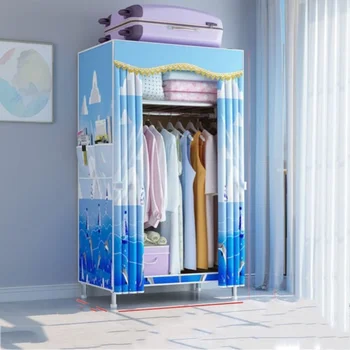 Простой шкаф-купе Складной Тканевый органайзер для одежды в спальню На прочной стальной раме, детский переносной тканевый шкаф для домашней мебели