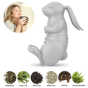 1 шт. Силиконовый фильтр для заварки чая Cute Rabbit, чайник для чая Bunny, Ситечко для чая Puer, Аксессуары для чая, Подарок