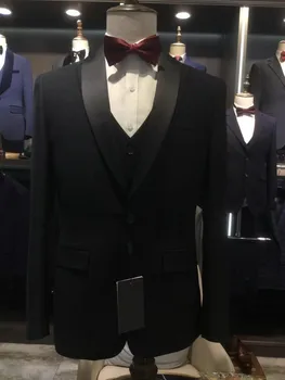 2021 Сшитые на заказ костюмы больших размеров Модный черный свадебный костюм для мужчин slim fit из 3 частей формальный жених, шафер, деловой Блейзер для вечеринки
