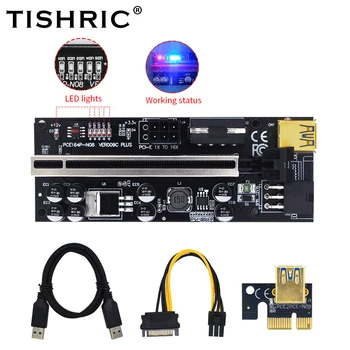 TISHRIC 5/6шт Обновленная Версия Riser 009C Plus PCI-E 1X 4X 8X 16X Удлинитель Riser Card PCIE PCI Graphics Extension Miner Майнинг
