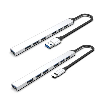 USB-концентратор 3.0 Multi USB Splitter 7 USB-портов 3.0 2.0 Светодиодная индикация для Lenovo Xiaomi Macbook Pro PC Hub USB 3 0 Док-станция