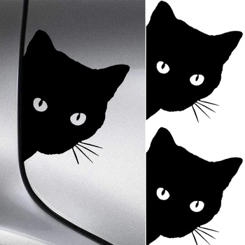 Автомобильные наклейки с выглядывающим черным котом Забавная виниловая наклейка Наклейки для украшения автомобиля 15 * 12 см 1 / 2шт