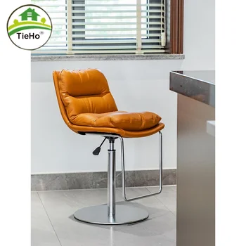 Барные стулья из натуральной кожи, Итальянский Регулируемый Железный барный стул, Роскошные Современные Вращающиеся Подъемные Высокие барные стулья, мебель для дома