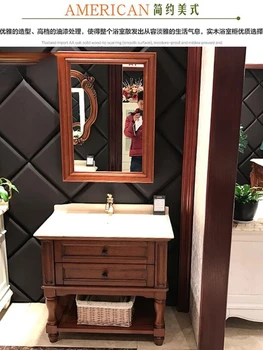 Комбинация шкафов для ванной комнаты Дубовый Ретро-Умывальник Напольный Умывальник для мытья рук Комбинация шкафов для раковины