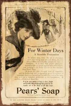Металлическая вывеска в винтажном стиле в стиле ретро с грушевым мылом и рекламой красоты Winter Days