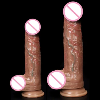 Мягкий силиконовый фаллоимитатор С мощным всасыванием, ощущение кожи, Реалистичная секс-игрушка для большого пениса, Гибкий фаллоимитатор в точке G, секс-игрушки для взрослых для женщин-геев
