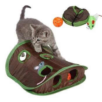 Симпатичная домашняя кошка Интерактивная игра в прятки 9 лунок Туннельная охота на мышь Интеллектуальная игрушка Котенок со скрытым отверстием Складные игрушки