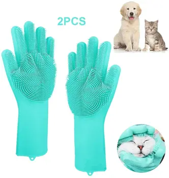 Скруббер Волшебный, Губка для мытья посуды, Силиконовая перчатка для удаления волос, перчатки для ухода за домашними животными, перчатки для мытья собак, кошек, перчатки для шампуня для купания