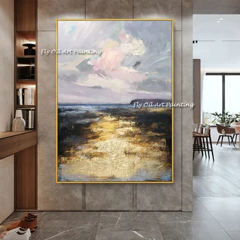 Современная картина на холсте ручной работы, настенная картина для гостиной, Декоративный морской пейзаж, Абстрактная картина для домашнего декора спальни