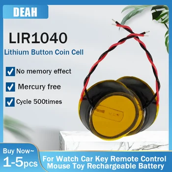 1-5шт LIR1040 LIR 1040 3,6 В 35 мАч Литиевая Аккумуляторная Батарея С 2 Проводами Для Bluetooth-Гарнитур Replacemnet Button Coin Cells