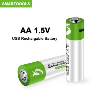 100% Оригинальные USB AA Аккумуляторные Батареи 1,5 В 2600 МВтч Литий-ионный Аккумулятор для Дистанционного Управления Мышью Электрический Игрушечный Аккумулятор + Кабель