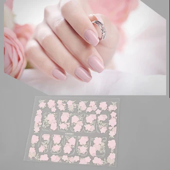 12 Стилей 3D-наклеек для ногтей с тиснением в виде розовых цветов, Дизайн для дизайна ногтей, Наклейки, Лист для маникюра, инструмент для маникюра