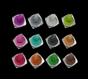 12 цветов голографического мелкого блеска Стойкий к растворителям хром для пигмента для дизайна ногтей