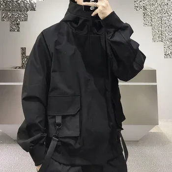 2023 Женская и мужская куртка в стиле хип-хоп Харадзюку, уличная одежда в стиле Сафари, осенне-весеннее пальто Оверсайз с капюшоном, готическая одежда, технологичная одежда