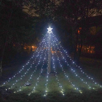 350 светодиодов Рождественская звезда, сказочный солнечный свет, Свадебная гирлянда, гирлянда, Рождественская елка, подвесная звезда для праздничного оформления вечеринки на заднем дворе