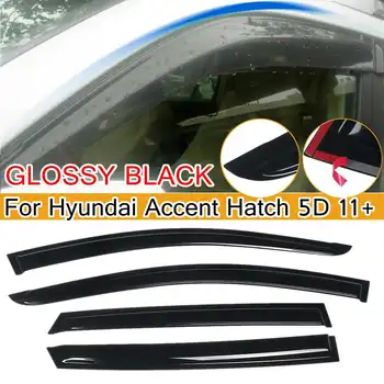 4ШТ Дефлекторы ветрового солнцезащитного козырька для Hyundai Accent RB Hatch 5D 2011 + Защита от солнца и дождя, Козырек от непогоды