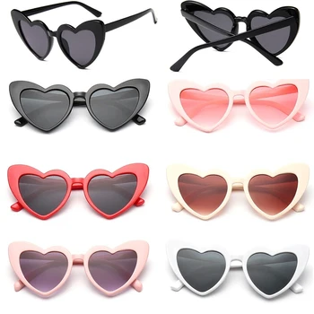 5ШТ Карамельный цвет в форме сердца, солнцезащитные очки Ocean Personality, винтажные солнцезащитные очки Love Heart Woman