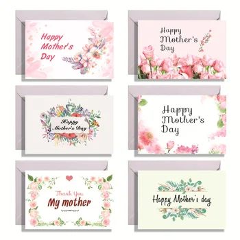 6шт поздравительных открыток с Днем матери в конвертах, открытки для подарка на День матери  
