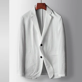C82161 Весенне-летний новый мужской повседневный костюм, легкая роскошная деловая повседневная куртка из нетканого материала с микро-морщинками
