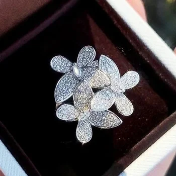 CAOSHI Великолепное кольцо с бабочкой на палец, женские элегантные роскошные аксессуары для юбилейной вечеринки, украшения серебряного цвета для свадьбы