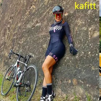 -kafitt-женское спортивное цельнокроеное платье из джерси little monkey с длинным рукавом для велосипедного триатлона, велосипедные колготки, 20D ГЕЛЬ