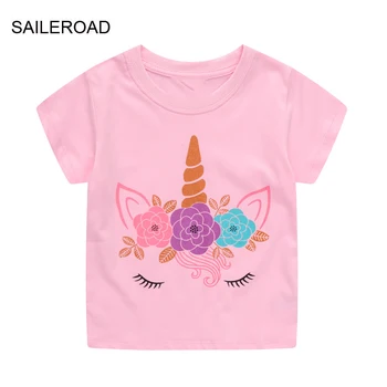 SAILEROAD 2022 Новые Летние хлопчатобумажные футболки с мультяшными цветами и единорогом, Детские футболки, топы для мальчиков, детская одежда