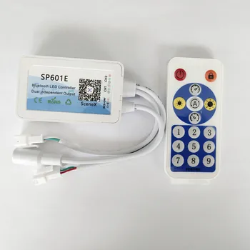 SP601E WS2812B WS2811 Музыкальный Контроллер Встроенный Микрофон Двойной Сигнал Адресуемых Пикселей Светодиодная Лента RGB Light App DC5V-24V