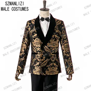 SZMANLIZI Новое поступление 2020 года, мужские костюмы приталенного кроя, двубортные смокинги для выпускного вечера из 2 предметов, смокинг для жениха, свадебный смокинг, блейзер для шафера