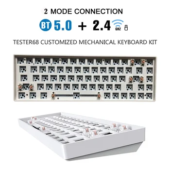 TESTER68 Комплект механической клавиатуры по индивидуальному заказу, ось основания вала TES68 с возможностью горячей замены, Беспроводная клавиатура 2.4G Bluetooth по индивидуальному заказу