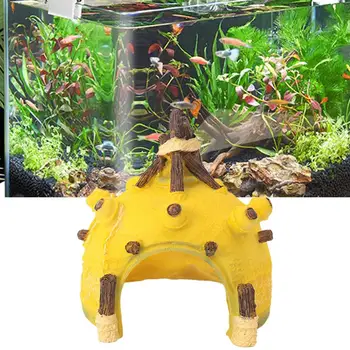 Аквариумный декор для укрытия рыб и креветок Орнамент для аквариума Не выцветает Реалистичная форма подводного Ананасового домика