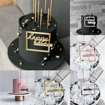 Акриловое украшение торта для торта с Днем рождения, топперы для торта на годовщину, принадлежности для вечеринки по случаю Дня рождения, Топпер для торта из розового золота