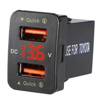 Быстрое автомобильное зарядное устройство 36 Вт QC3.0 с двойным USB-зарядным устройством с красным напряжением, водонепроницаемое зарядное устройство для мобильного телефона для