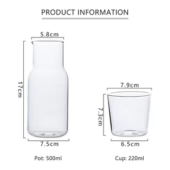 Бытовой Прозрачный Стеклянный Кувшин для сока и воды Бутылка для холодной воды с набором чашек Прозрачный Практичный Прочный Большой емкости DIN889
