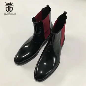 Весной 2019 года новые дизайнерские ботинки Челси из лакированной кожи без застежки с острым носком, тонкие элегантные мужские туфли
