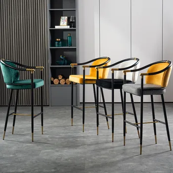 Высокие барные стулья в скандинавском стиле, современная барная мебель, барный стул со спинкой для домашней гостиной, Минималистичный барный стул для кафе, стул для стойки регистрации в отеле