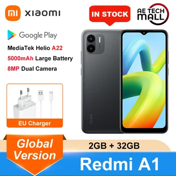 Глобальная версия Redmi A1 A1 1/2 ГБ/32 ГБ Helio A22 5000 мАч Аккумулятор Большой 6,52 ”HD + Дисплей Android LPDDR4X eMMC 5.1 10 Вт