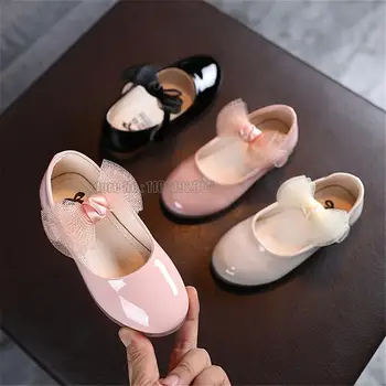 Детские балетки принцессы для девочек, вечерние свадебные туфли из искусственной кожи с бантом, детская летняя обувь