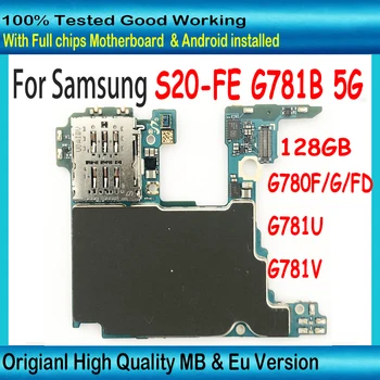 Для Samsung Galaxy S20 FE 5G G781U G781V G780F/DS G780G G781N 4G Оригинальная Материнская плата 128G Logic Board Разблокирована С одной и двумя Sim-картами