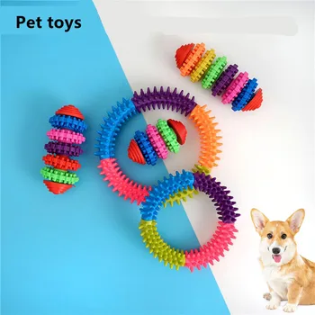 Игрушка для домашних собак, жевательные скрипучие резиновые игрушки, нетоксичная резиновая игрушка, забавное кольцо с шипами для кошки, щенка, интерактивной игры для маленьких собак