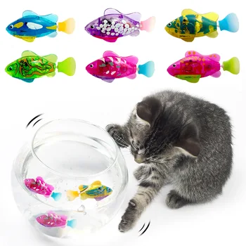 Игрушка-робот-Рыба-Кошка, Интерактивные Игрушки-Рыбы-Кошки Для Игр Домашних Кошек, Рыба со светодиодной подсветкой для стимулирования Охотничьих Инстинктов Вашей Кошки