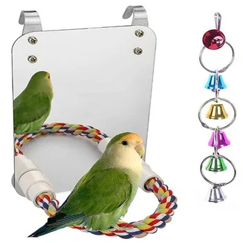Игрушки для попугая жевательная игрушка Игрушки для птиц зеркальная игрушка веревочная перекладина набор зеркальных игрушек для птиц Птичьи клетки Принадлежности для птиц