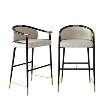 Изящный барный стул из металлической губчатой ткани в современном стиле с поручнями, стул для отдыха с высокими ножками по лучшей цене для продажи