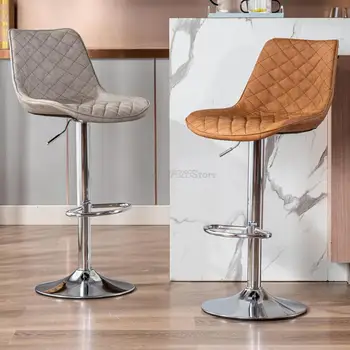 Кожаные барные стулья, Современный металлический итальянский стул, Точная копия дизайнерского стула Nordic Living Room, Мебель для бара Sillas De Home YYY40XP