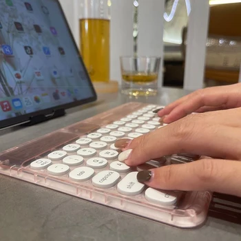 Компактная беспроводная клавиатура, универсальная клавиатура для телефона, планшета, защита от отпечатков пальцев, совместимая с Bluetooth для портативных компьютеров и настольных компьютеров