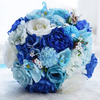 Красивый бело-голубой свадебный цветок, реквизит для свадебной фотографии, Свадебный букет, украшение сада, украшение стола для свадьбы