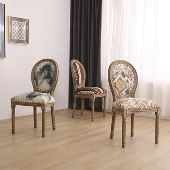 Креативные стулья для столовой из массива дерева National Wind, стулья со спинкой в американском ретро стиле для кухни, гостиничный дом, Домашний стул для маникюра