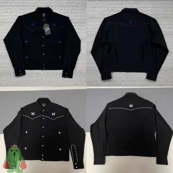 Куртка, вышитая иглами с бабочками, высококачественная винтажная куртка-кортеж 1: 1, черные пуховики для мужчин и женщин